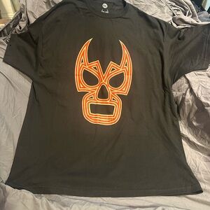 Underground Black Tee with Orange Mask Design